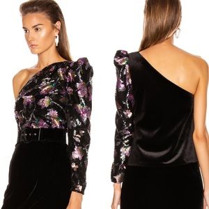 SELF-PORTRAIT Midnight Bloom One Shoulder Top